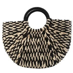 Elehant Women's Woven Wicker Straw Half Round Bag Trendy Large Capacity Female Casual Travel Bag Stevvex