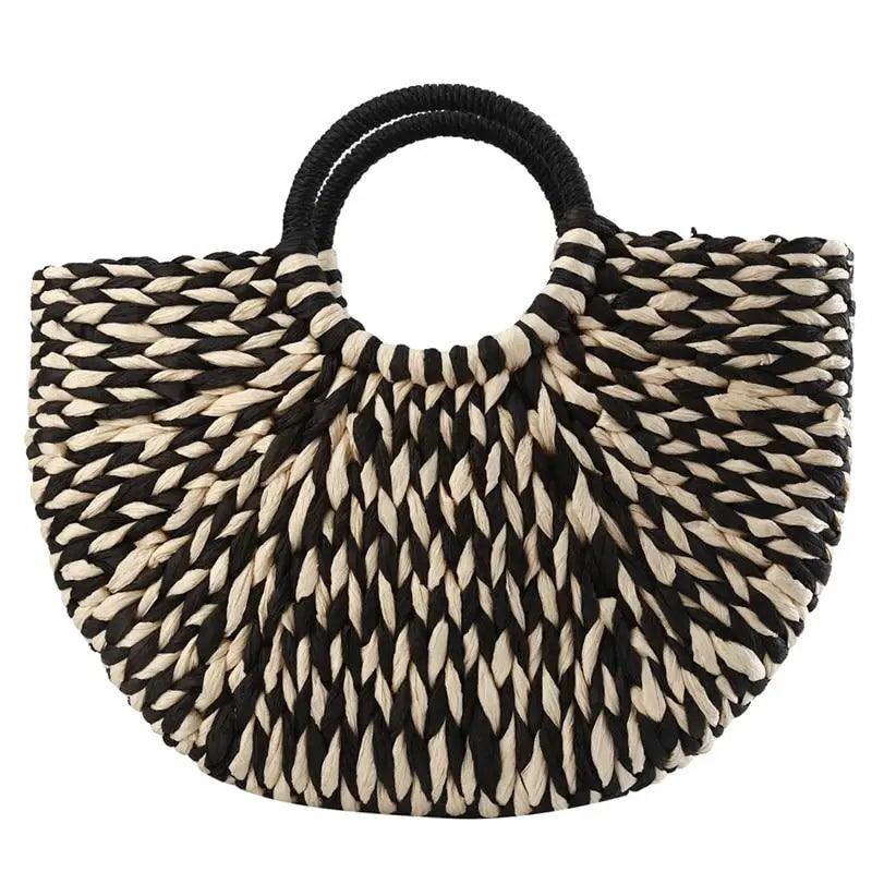 Elehant Women's Woven Wicker Straw Half Round Bag Trendy Large Capacity Female Casual Travel Bag Stevvex