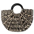 Elehant Women's Woven Wicker Straw Half Round Bag Trendy Large Capacity Female Casual Travel Bag Stevvex