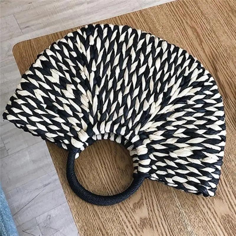 Elehant Women's Woven Wicker Straw Half Round Bag Trendy Large Capacity Female Casual Travel Bag Stevvex