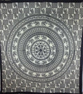 Elephant Mandala Checkerboard Wall Tapestry Black White