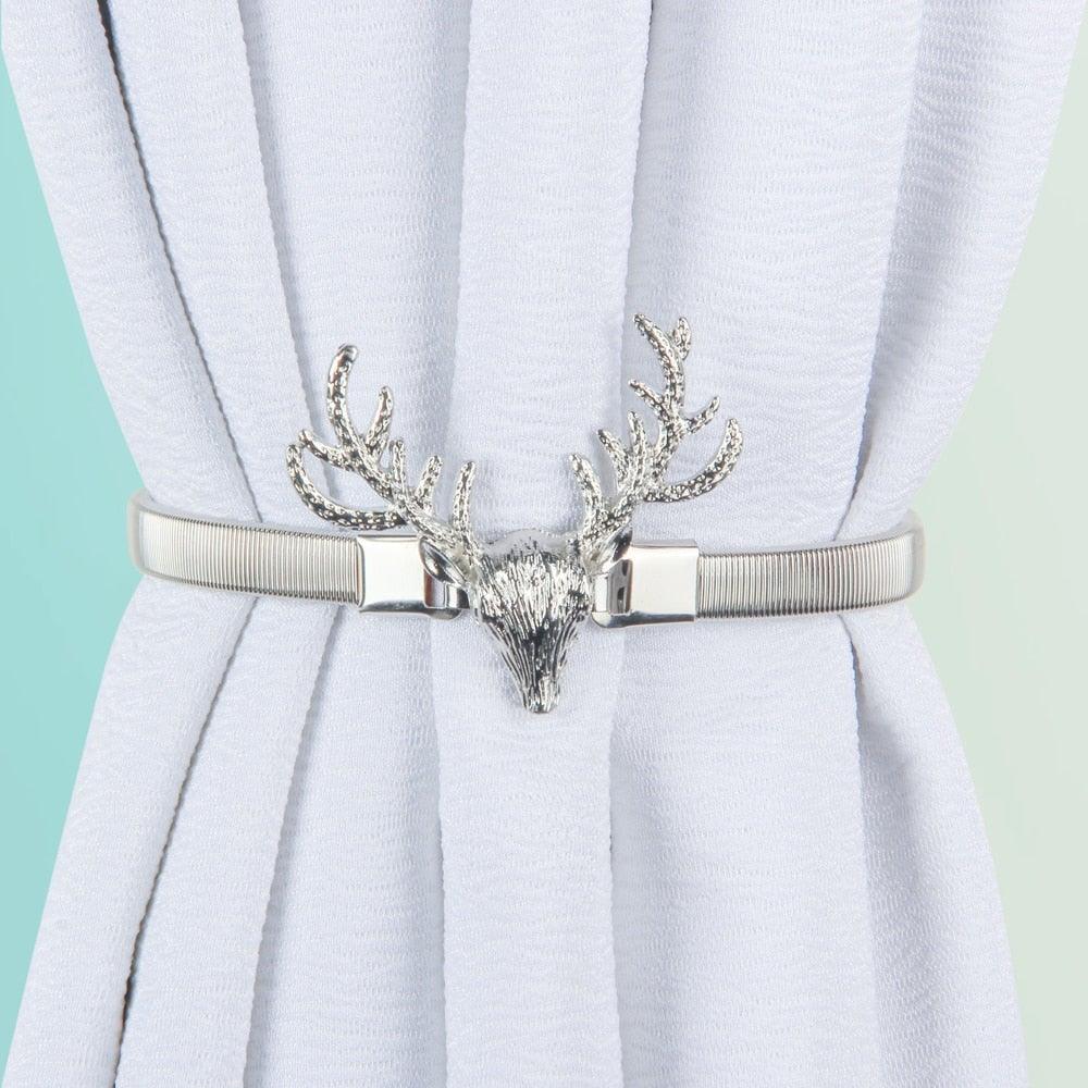 Elk Feather Elastically Stretchable Curtain Clip Decor Curtains Holders Tieback Buckle For Home Decoration Accessories Modern Simple Style Curtain Tie Backs Stretchy Wire Rope Curtain Straps For Home Decor Stevvex