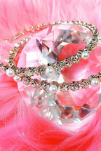 Embellished Large Hoop Earrings With Pearls And Crystals
