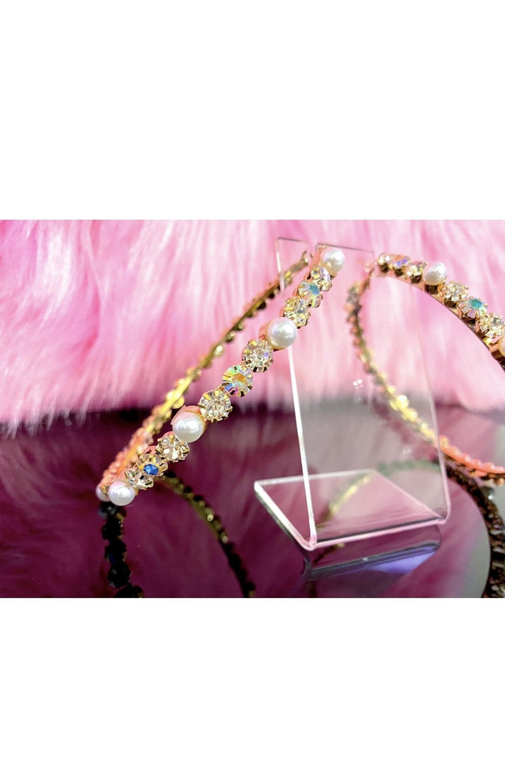 Embellished Large Hoop Earrings With Pearls And Crystals