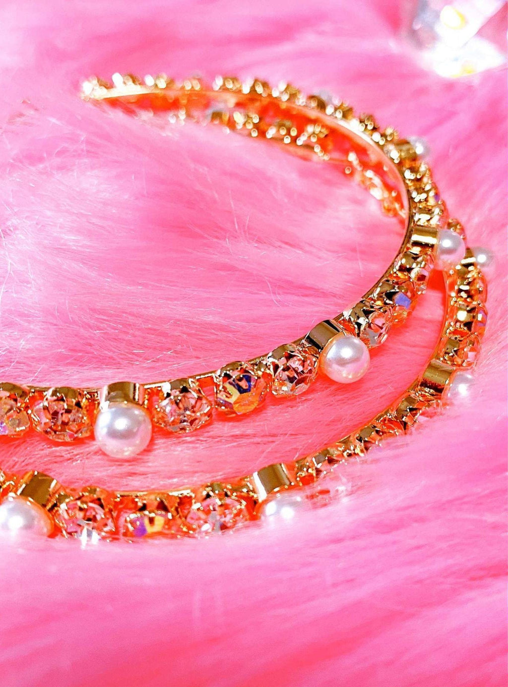 Embellished Large Hoop Earrings With Pearls And Crystals