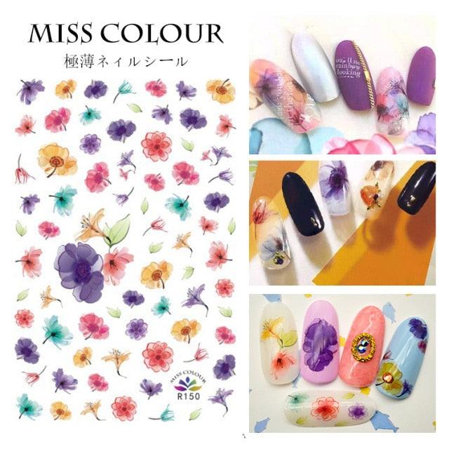 Embossed 3D Nail Stickers Blooming Flower 3D Nail Art Stickers Decals Adhesive Manicure Nail Art Tips Decoration Adhesive Abstract Face Curve Graffiti Nail Design for Acrylic Nail Supplies Designer Nail Decorations for Women Girls Kids Stevvex
