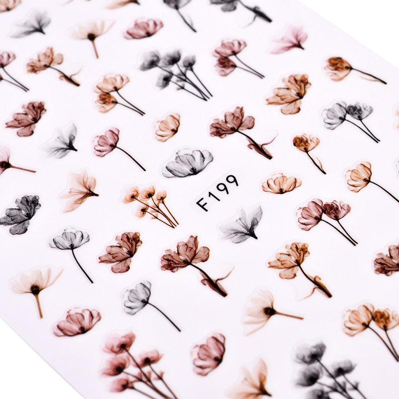 Embossed 3D Nail Stickers Blooming Flower 3D Nail Art Stickers Decals Adhesive Manicure Nail Art Tips Decoration Adhesive Abstract Face Curve Graffiti Nail Design for Acrylic Nail Supplies Designer Nail Decorations for Women Girls Kids Stevvex