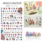 Embossed 3D Nail Stickers Blooming Flower 3D Nail Art Stickers Decals Adhesive Manicure Nail Art Tips Decoration Adhesive Abstract Face Curve Graffiti Nail Design for Acrylic Nail Supplies Designer Nail Decorations for Women Girls Kids Stevvex
