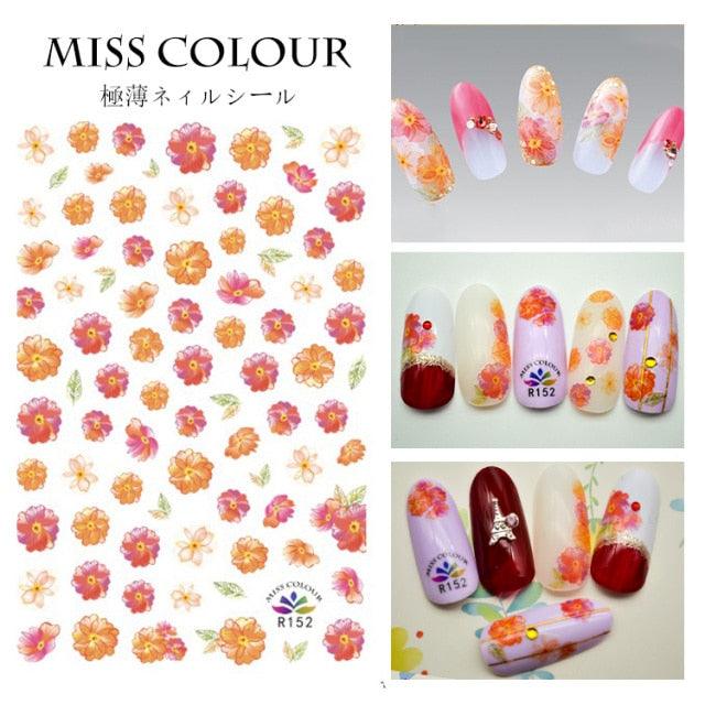Embossed 3D Nail Stickers Blooming Flower 3D Nail Art Stickers Decals Adhesive Manicure Nail Art Tips Decoration Adhesive Abstract Face Curve Graffiti Nail Design for Acrylic Nail Supplies Designer Nail Decorations for Women Girls Kids Stevvex