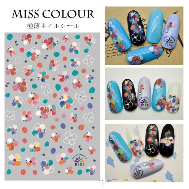 Embossed 3D Nail Stickers Blooming Flower 3D Nail Art Stickers Decals Adhesive Manicure Nail Art Tips Decoration Adhesive Abstract Face Curve Graffiti Nail Design for Acrylic Nail Supplies Designer Nail Decorations for Women Girls Kids Stevvex