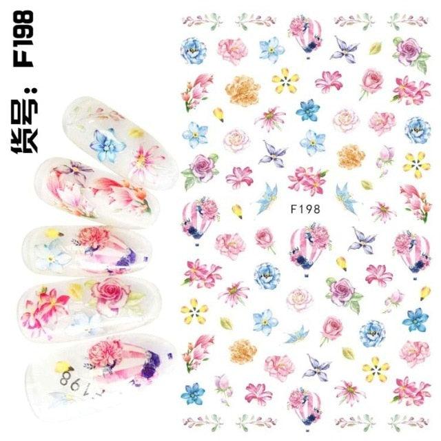 Embossed 3D Nail Stickers Blooming Flower 3D Nail Art Stickers Decals Adhesive Manicure Nail Art Tips Decoration Adhesive Abstract Face Curve Graffiti Nail Design for Acrylic Nail Supplies Designer Nail Decorations for Women Girls Kids Stevvex