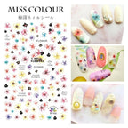 Embossed 3D Nail Stickers Blooming Flower 3D Nail Art Stickers Decals Adhesive Manicure Nail Art Tips Decoration Adhesive Abstract Face Curve Graffiti Nail Design for Acrylic Nail Supplies Designer Nail Decorations for Women Girls Kids Stevvex