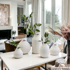 Embossed Cane Webbing Ceramic Vase - Modern Neutral Decor For Florals
