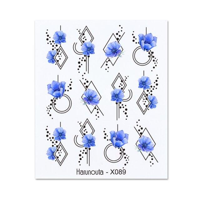 Embossed Nails Sticker 3D Flower Leaves Slider Water Transfer Nail Decals for Nail Art Transfer Sticker  3D Wave Design Decoration for Women Girls Art Stickers Decal Decoration Metallic Curve Strip Line Nail Decor Stevvex