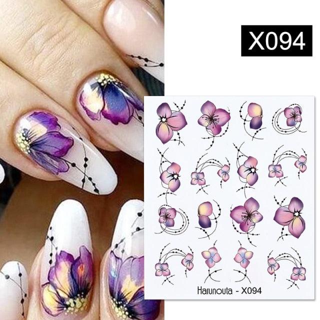 Embossed Nails Sticker 3D Flower Leaves Slider Water Transfer Nail Decals for Nail Art Transfer Sticker  3D Wave Design Decoration for Women Girls Art Stickers Decal Decoration Metallic Curve Strip Line Nail Decor Stevvex