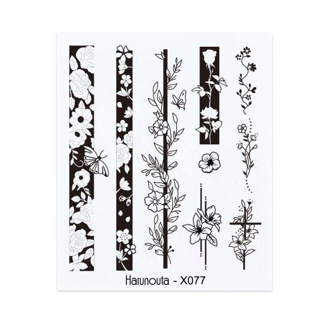 Embossed Nails Sticker 3D Flower Leaves Slider Water Transfer Nail Decals for Nail Art Transfer Sticker  3D Wave Design Decoration for Women Girls Art Stickers Decal Decoration Metallic Curve Strip Line Nail Decor Stevvex