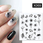 Embossed Nails Sticker 3D Flower Leaves Slider Water Transfer Nail Decals for Nail Art Transfer Sticker  3D Wave Design Decoration for Women Girls Art Stickers Decal Decoration Metallic Curve Strip Line Nail Decor Stevvex