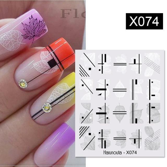 Embossed Nails Sticker 3D Flower Leaves Slider Water Transfer Nail Decals for Nail Art Transfer Sticker  3D Wave Design Decoration for Women Girls Art Stickers Decal Decoration Metallic Curve Strip Line Nail Decor Stevvex