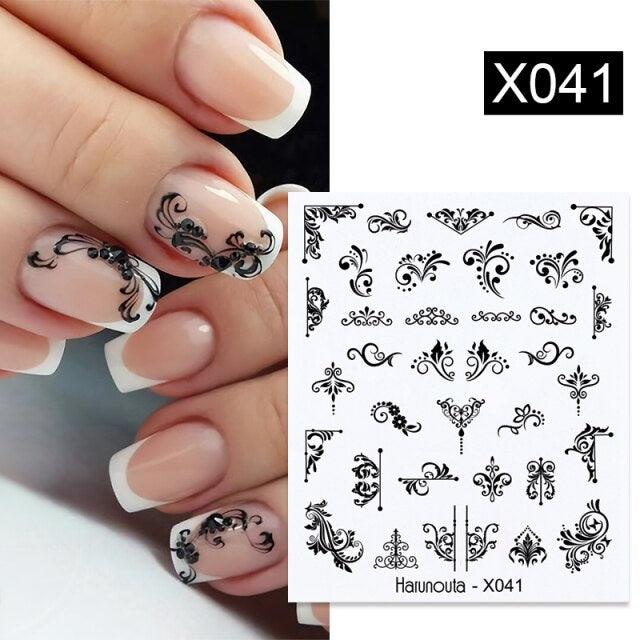 Embossed Nails Sticker 3D Flower Leaves Slider Water Transfer Nail Decals for Nail Art Transfer Sticker  3D Wave Design Decoration for Women Girls Art Stickers Decal Decoration Metallic Curve Strip Line Nail Decor Stevvex