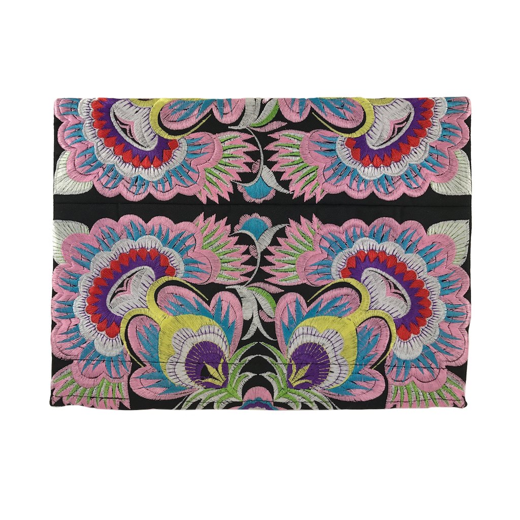 Embroidered Flower Clutch Handmade Hmong Thai Embroidery Boho Evening Bag BandsCo Straps
