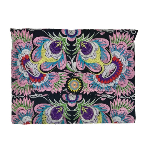 Embroidered Flower Clutch Handmade Hmong Thai Embroidery Boho Evening Bag BandsCo Straps