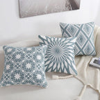 Embroidered Geometric Pillow Cover 100% Cotton Woolen Cushion Cover Modern Nordic Style Pink Blue Pillow Cover For Home Decor Embroidery Cushion Cover Decorative Throw Pillow Cover Geometric Invisible Pillow Cover for Living Room 45X45CM Stevvex