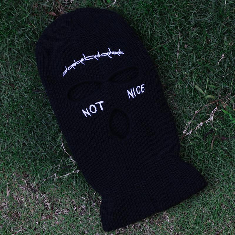 Embroidery Three-hole Balaclava Knit Hat Army Tactical CS Winter Ski Riding Mask Beanie Prom Party Mask Warm Mask Three 3 Hole Balaclava Knit Hat Ski Mask 3-Hole Knit Hat Full Face Cover Balaclava Hats Funny Party Embroidery Beanies Caps Stevvex