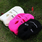 Embroidery Three-hole Balaclava Knit Hat Army Tactical CS Winter Ski Riding Mask Beanie Prom Party Mask Warm Mask Three 3 Hole Balaclava Knit Hat Ski Mask 3-Hole Knit Hat Full Face Cover Balaclava Hats Funny Party Embroidery Beanies Caps Stevvex