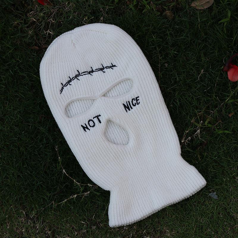Embroidery Three-hole Balaclava Knit Hat Army Tactical CS Winter Ski Riding Mask Beanie Prom Party Mask Warm Mask Three 3 Hole Balaclava Knit Hat Ski Mask 3-Hole Knit Hat Full Face Cover Balaclava Hats Funny Party Embroidery Beanies Caps Stevvex