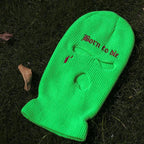Embroidery Three-hole Balaclava Knit Hat Army Tactical CS Winter Ski Riding Mask Beanie Prom Party Mask Warm Mask Three 3 Hole Balaclava Knit Hat Ski Mask 3-Hole Knit Hat Full Face Cover Balaclava Hats Funny Party Embroidery Beanies Caps Stevvex