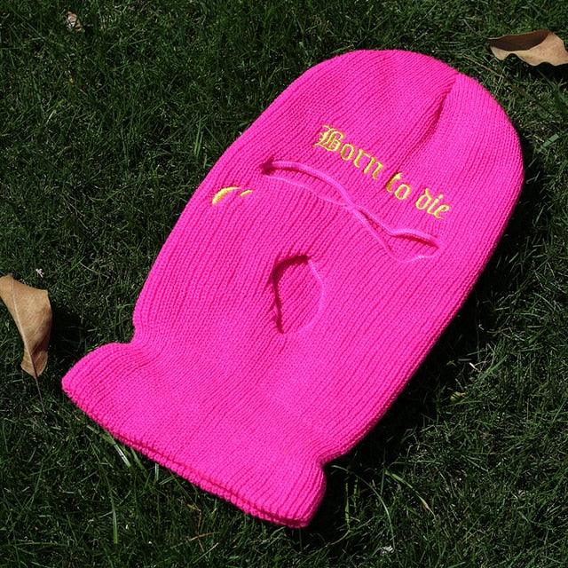 Embroidery Three-hole Balaclava Knit Hat Army Tactical CS Winter Ski Riding Mask Beanie Prom Party Mask Warm Mask Three 3 Hole Balaclava Knit Hat Ski Mask 3-Hole Knit Hat Full Face Cover Balaclava Hats Funny Party Embroidery Beanies Caps Stevvex
