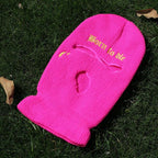 Embroidery Three-hole Balaclava Knit Hat Army Tactical CS Winter Ski Riding Mask Beanie Prom Party Mask Warm Mask Three 3 Hole Balaclava Knit Hat Ski Mask 3-Hole Knit Hat Full Face Cover Balaclava Hats Funny Party Embroidery Beanies Caps Stevvex