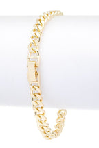 Emerald Cubic Zirconia Charm Bracelet Gold Plated Delicate