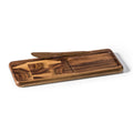 End Grain Cheese Board With Acacia Knife, Grooved Double Section Serving Board BandsCo Straps