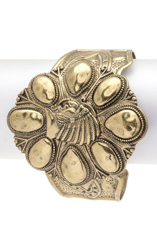 Engraved Brass Western Cuff Bracelet Boho Cowgirl Jewelry