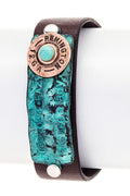 Engraved Bullet Leather Boho Bracelet Adjustable Unisex