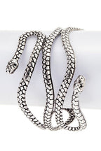 Engraved Snake Cuff Bangle Sterling Look Adjustable