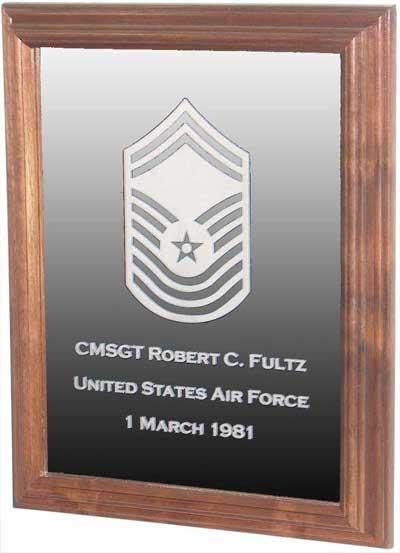 Military Laser Engraved Rank Insignia Mirror Frame High-Gloss Lacquer Finish The Military Gift Store