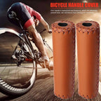Ergonomic Bike Handle Grips PU Leather Soft Rubber Bicycle Mountain Bike Anti-Slip Handlebar Grips Retro Artificial Leather Handle Grips Cycling Anti Slip Road Mountain Comfortable Bike Handlebar Grips Stevvex