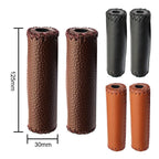 Ergonomic Bike Handle Grips PU Leather Soft Rubber Bicycle Mountain Bike Anti-Slip Handlebar Grips Retro Artificial Leather Handle Grips Cycling Anti Slip Road Mountain Comfortable Bike Handlebar Grips Stevvex