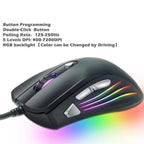 Ergonomic Design Wired RGB Professional Gaming Mouse Optical Gamer Mice Adjustable DPI Mouse With Backlight For Computer Stevvex