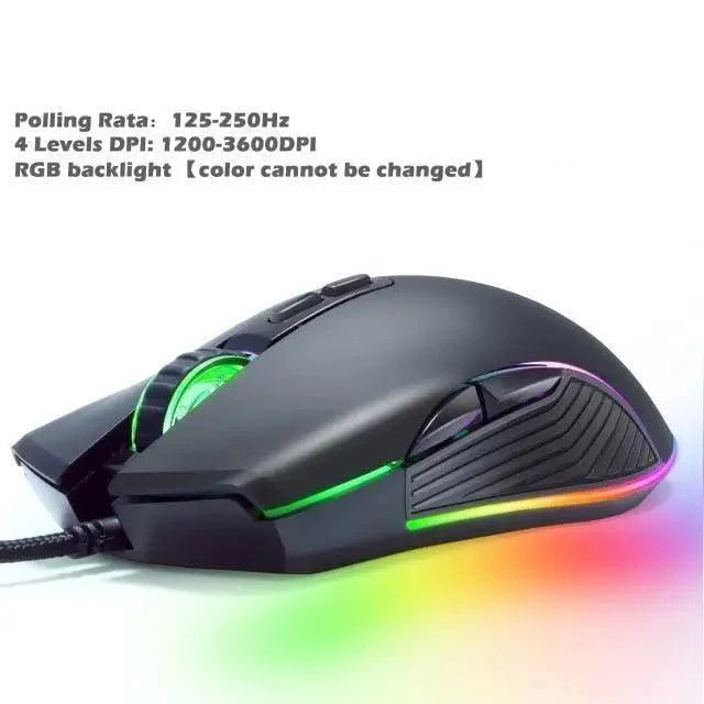 Ergonomic Design Wired RGB Professional Gaming Mouse Optical Gamer Mice Adjustable DPI Mouse With Backlight For Computer Stevvex