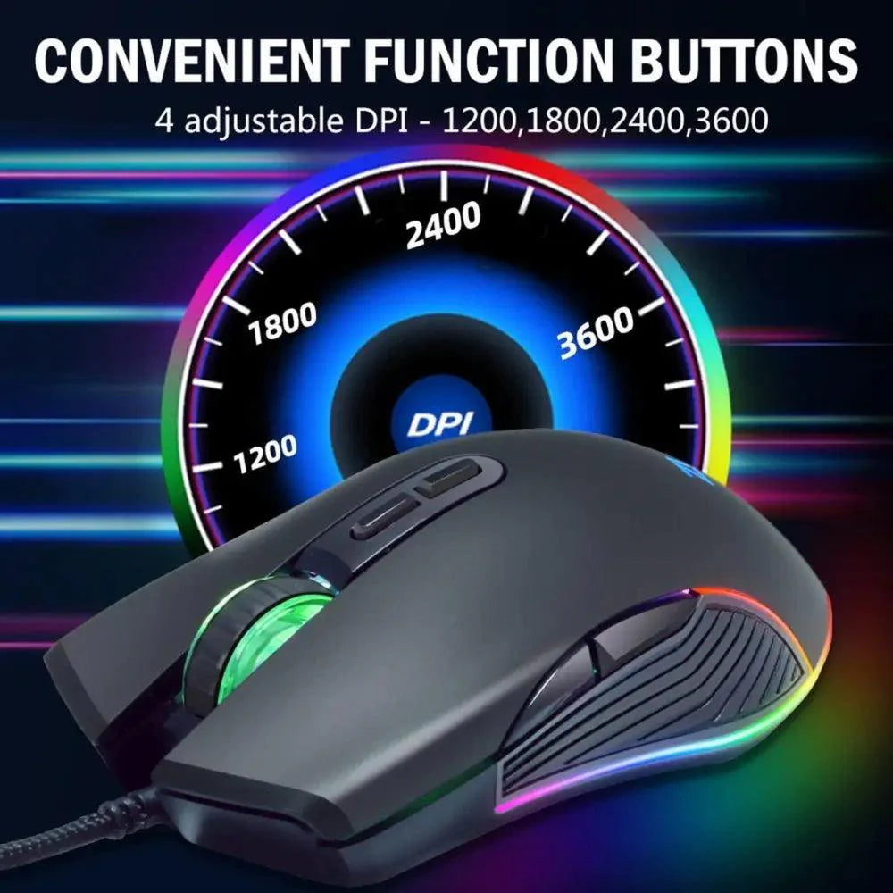 Ergonomic Design Wired RGB Professional Gaming Mouse Optical Gamer Mice Adjustable DPI Mouse With Backlight For Computer Stevvex