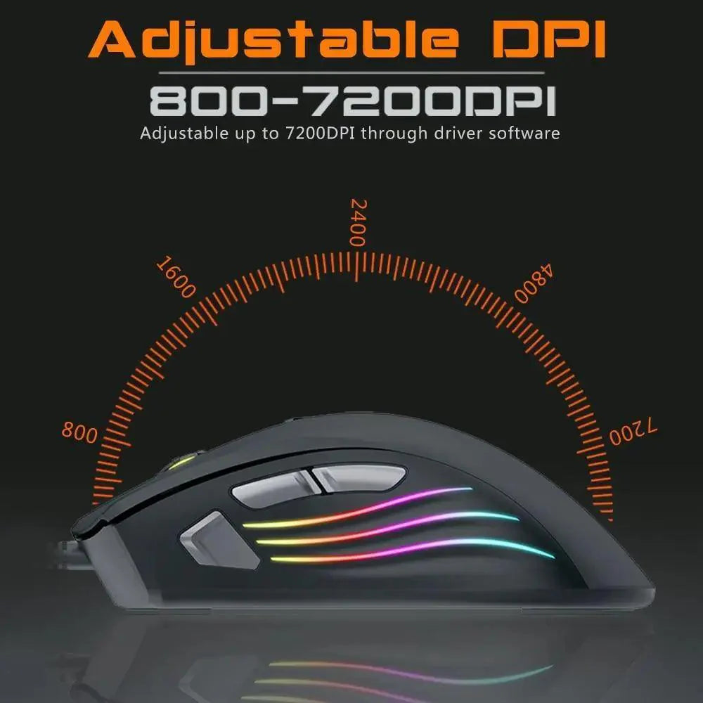 Ergonomic Design Wired RGB Professional Gaming Mouse Optical Gamer Mice Adjustable DPI Mouse With Backlight For Computer Stevvex