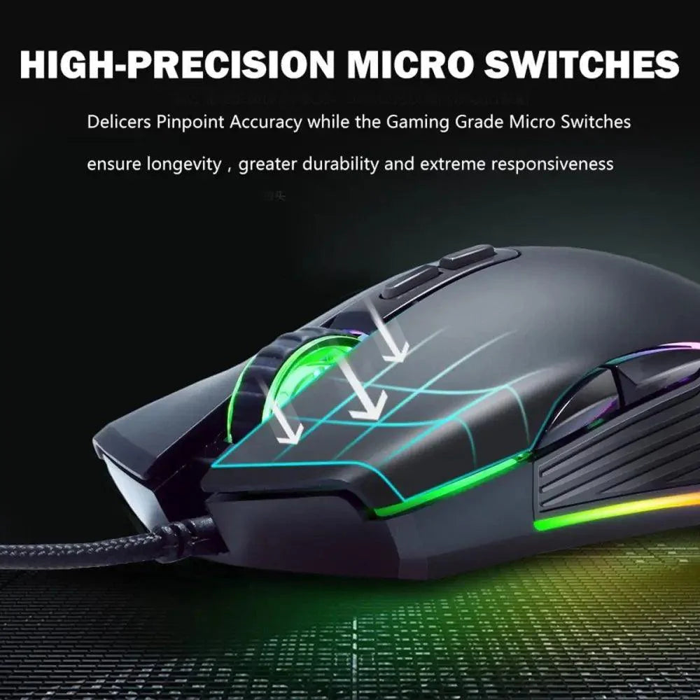 Ergonomic Design Wired RGB Professional Gaming Mouse Optical Gamer Mice Adjustable DPI Mouse With Backlight For Computer Stevvex