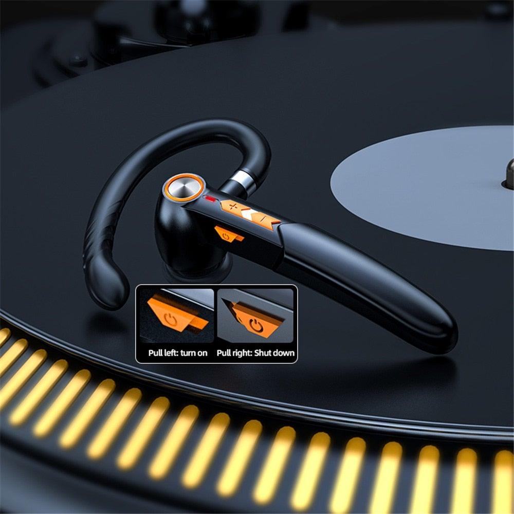 Ergonomic Single Lightweight Bluetooth Earphones Handsfree Wireless Headphones Business Driving Headset Outdoor Sports Volume Control Earphone Fingerprint Design Over Ear Earphone Stevvex