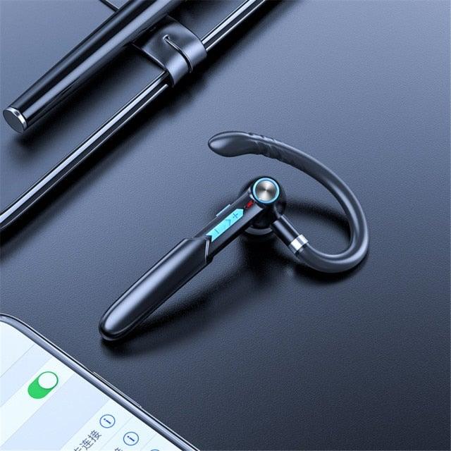 Ergonomic Single Lightweight Bluetooth Earphones Handsfree Wireless Headphones Business Driving Headset Outdoor Sports Volume Control Earphone Fingerprint Design Over Ear Earphone Stevvex