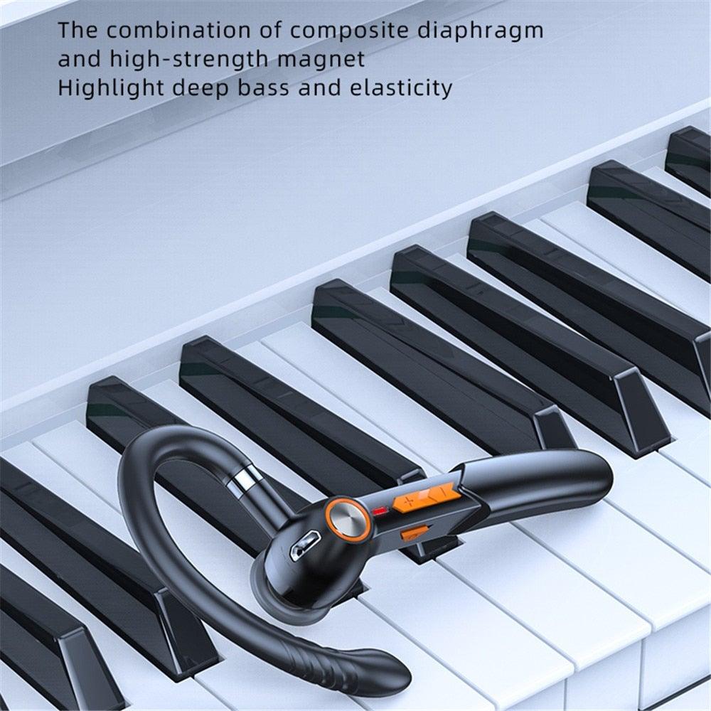 Ergonomic Single Lightweight Bluetooth Earphones Handsfree Wireless Headphones Business Driving Headset Outdoor Sports Volume Control Earphone Fingerprint Design Over Ear Earphone Stevvex