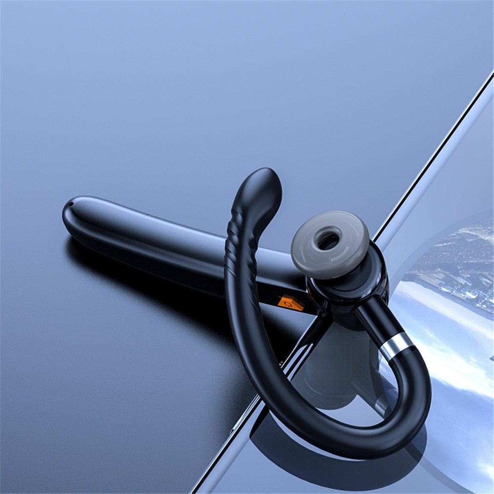 Ergonomic Single Lightweight Bluetooth Earphones Handsfree Wireless Headphones Business Driving Headset Outdoor Sports Volume Control Earphone Fingerprint Design Over Ear Earphone Stevvex