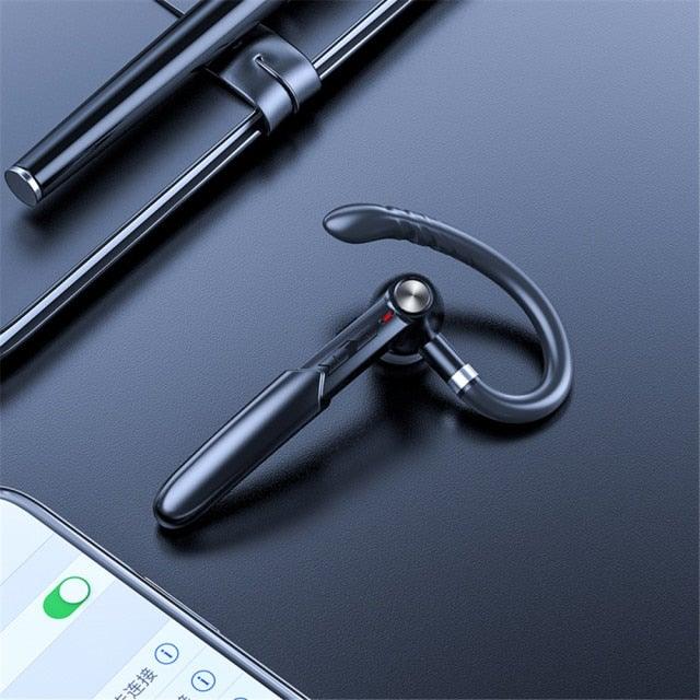 Ergonomic Single Lightweight Bluetooth Earphones Handsfree Wireless Headphones Business Driving Headset Outdoor Sports Volume Control Earphone Fingerprint Design Over Ear Earphone Stevvex